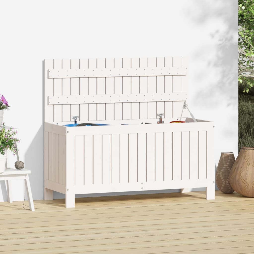HKH Baúl de Almacenamiento de Jardín 108x42, Pino Macizo - Blanco