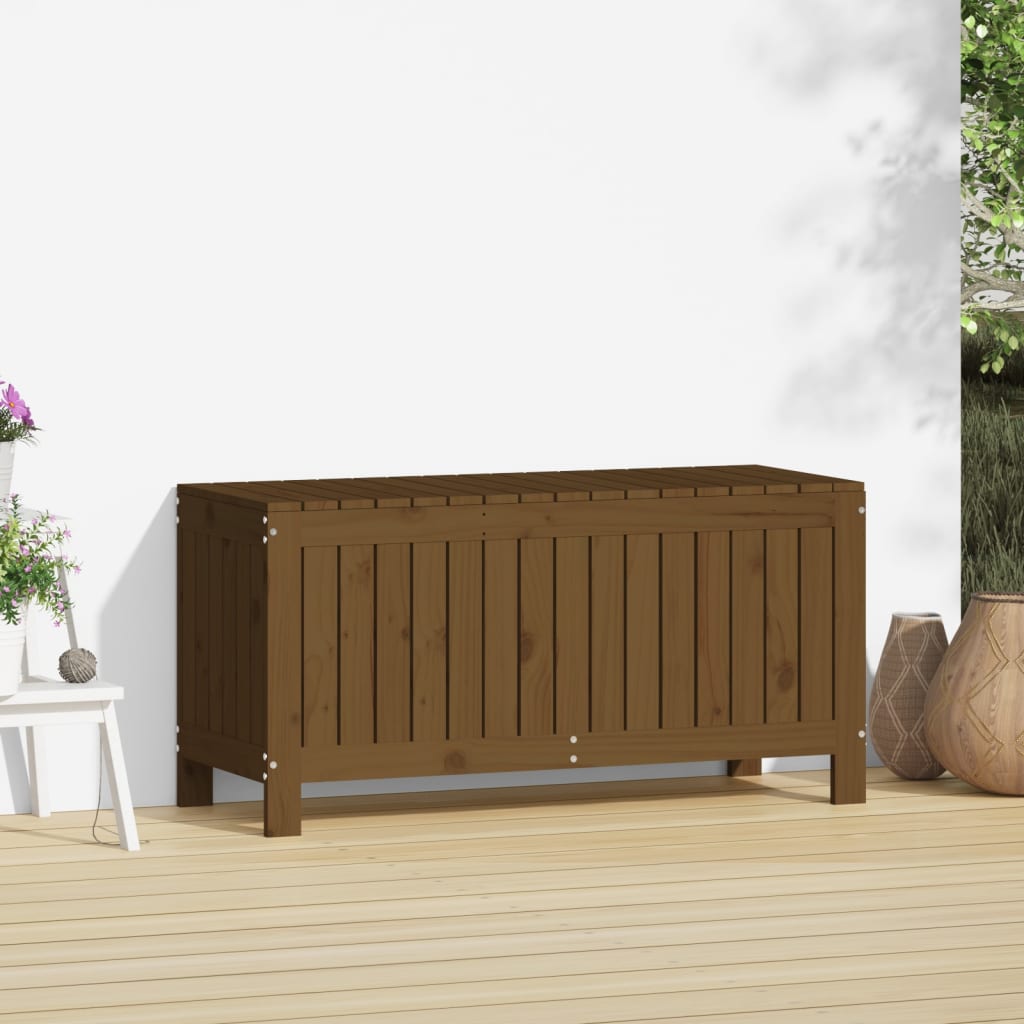 HKH Arcón de Almacenamiento para Jardín 108x42,5x54 Pino Macizo Marrón Miel - Marrón