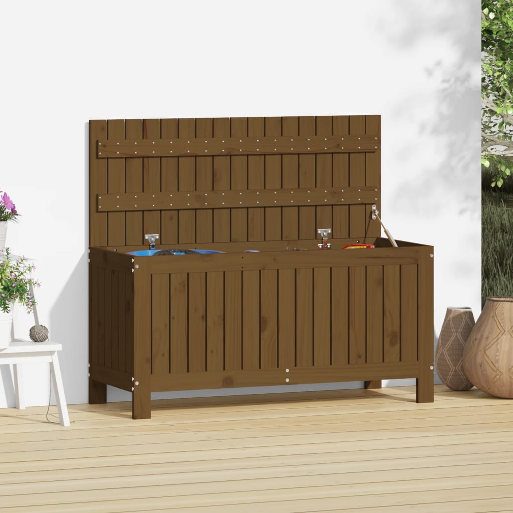 HKH Arcón de Almacenamiento para Jardín 108x42,5x54 Pino Macizo Marrón Miel - Marrón