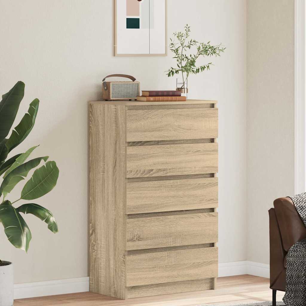 HKH Cajonera Alta de Madera Contrachapada 60 X 36 X 103 Cm - Roble Sonoma