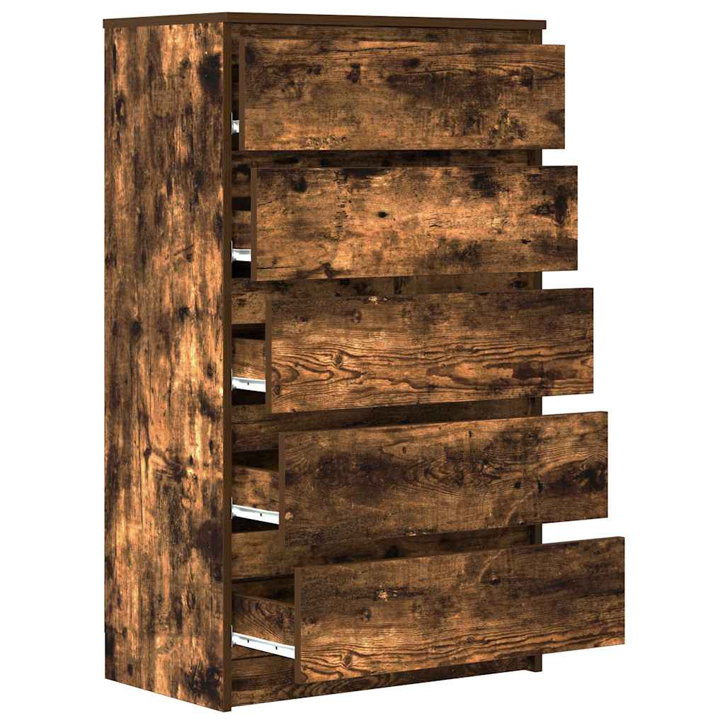 HKH Armario alto con cajones de aglomerado 60 x 36 x 103 cm - Roble Ahumado
