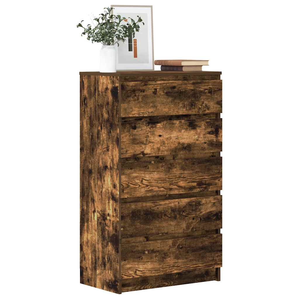 HKH Armario alto con cajones de aglomerado 60 x 36 x 103 cm - Roble Ahumado