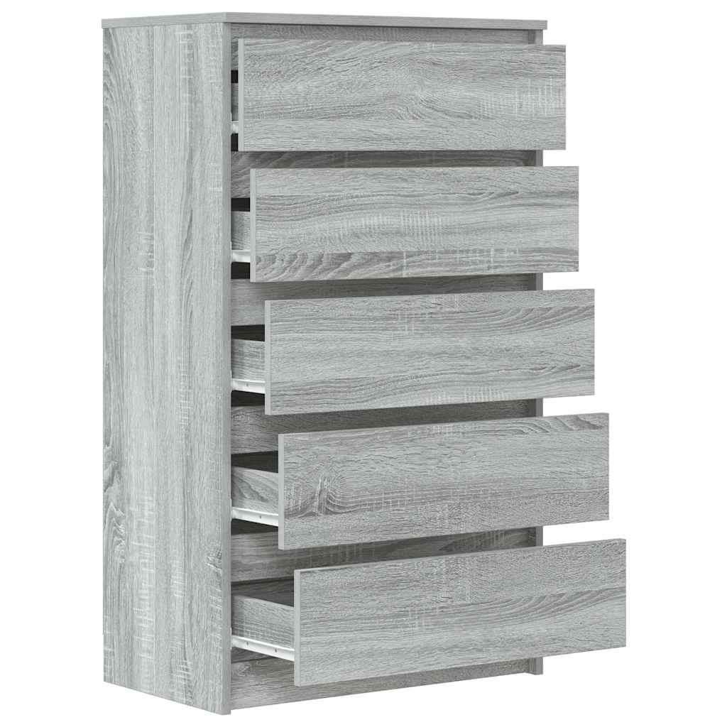 HKH Armário de Gavetas Alto em derivados de Madeira 60 X 36 X 103 Cm - Cinzento Sonoma