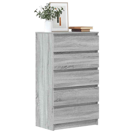 HKH Armário de Gavetas Alto em derivados de Madeira 60 X 36 X 103 Cm - Cinzento Sonoma