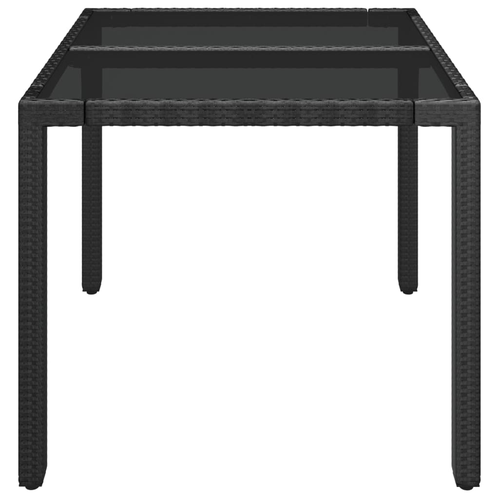 HKH Mesa de Jardim com Tampo de Vidro Vime Pe - Preto