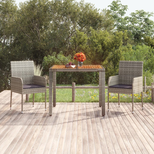 HKH Mesa de Jardim com Tampo de Madeira Vime Pe Cinza - Cinzento