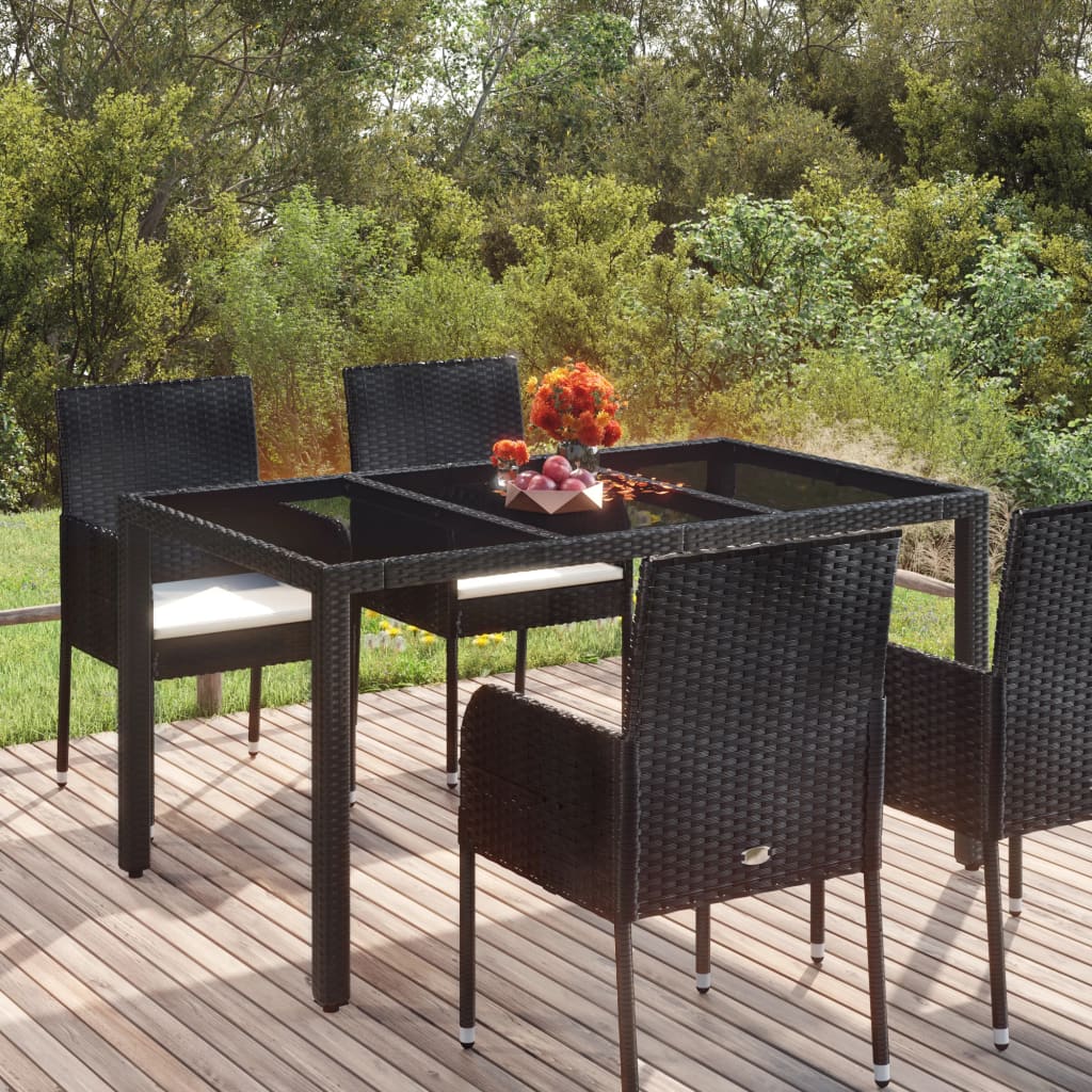 HKH Mesa de Jardim com Tampo de Vidro Vime Pe - Preto