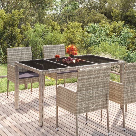 HKH Mesa de Jardim com Tampo de Vidro Vime Pe - Cinzento