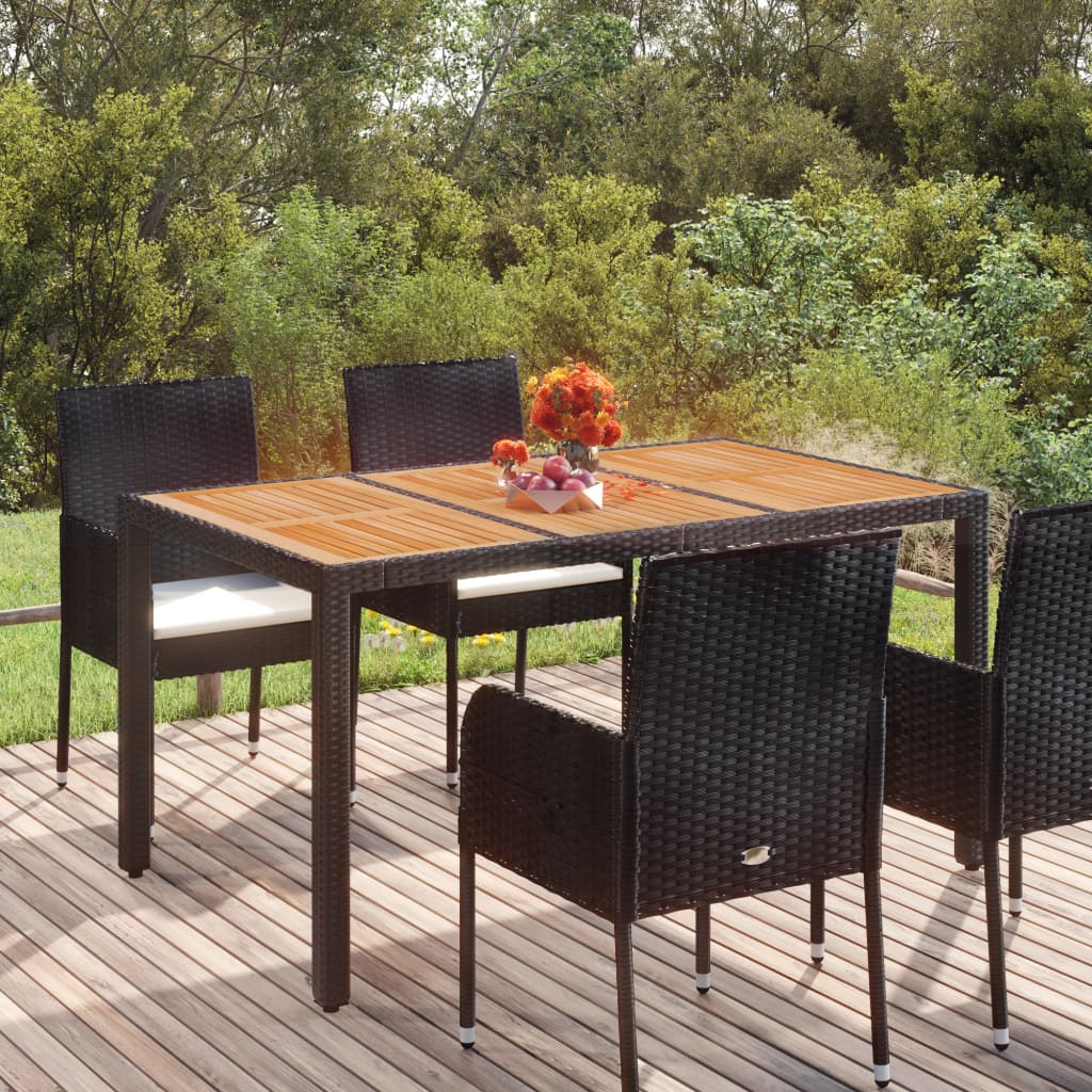 HKH Mesa de Jardim com Tampo de Madeira Vime Pe - Preto