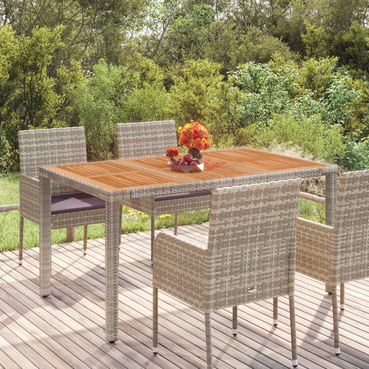 HKH Mesa de Jardim com Tampo de Madeira Vime Pe Cinza - Cinzento