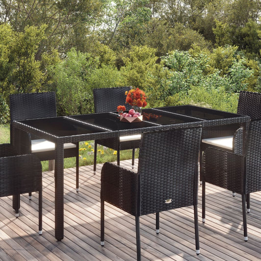 HKH Mesa de Jardim com Tampo de Vidro Vime Pe - Preto