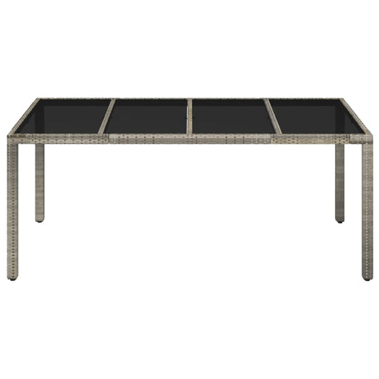 HKH Mesa de Jardim com Tampo de Vidro Vime Pe Cinza - Cinzento