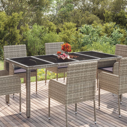 HKH Mesa de Jardim com Tampo de Vidro Vime Pe Cinza - Cinzento