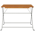 HKH Mesa de Bistrô Dobrável 100x54x71 Cm Acácia Maciça e Aço - Marrom