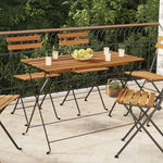HKH Mesa de Bistrô Dobrável 100x54x71 Cm Acácia Maciça e Aço - Marrom