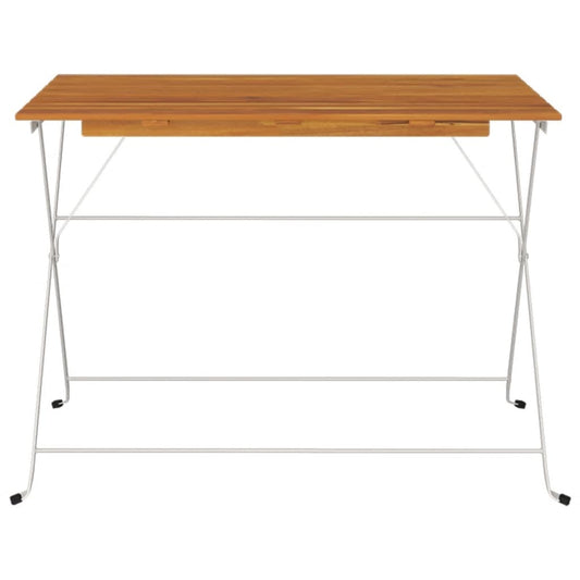 HKH Mesa de Bistrô Dobrável 100x54x71 Cm Acácia Maciça e Aço - Marrom