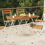 HKH Mesa de Bistrô Dobrável 100x54x71 Cm Acácia Maciça e Aço - Marrom