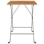 HKH Mesa de Bistrô Dobrável 55x54x71 Cm Teca Maciça e Aço - Marrom