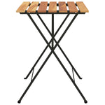 HKH Mesa de Bistrô Dobrável 55x54x71 Cm Teca Maciça e Aço - Marrom
