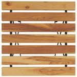 HKH Mesa de Bistrô Dobrável 55x54x71 Cm Teca Maciça e Aço - Marrom