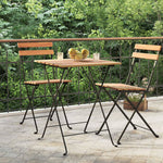 HKH Mesa de Bistrô Dobrável 55x54x71 Cm Teca Maciça e Aço - Marrom