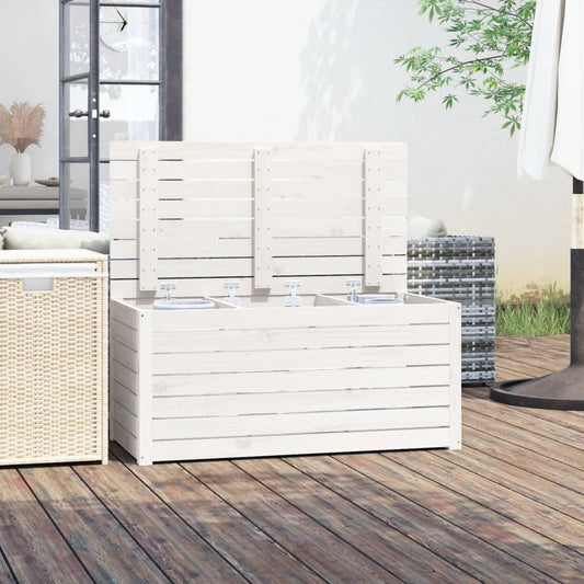 HKH Caixa De Jardim 101x50,5x46,5 Cm Madeira De Pinho Maciça - Branco