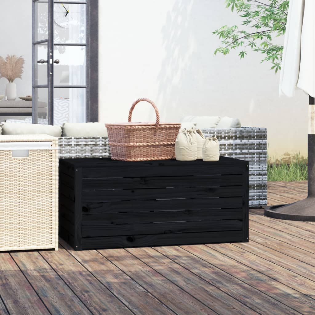 HKH Caja De Jardín 101x50,5x46,5 Cm Madera Maciza De Pino - Negro
