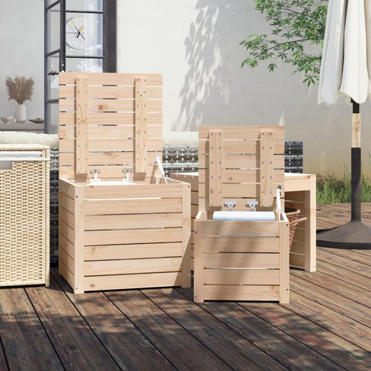 HKH 3 Pcs Conjunto De Caixas De Jardim Madeira De Pinho Maciça - Marrom