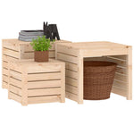 HKH 3 Pcs Conjunto De Caixas De Jardim Madeira De Pinho Maciça - Marrom