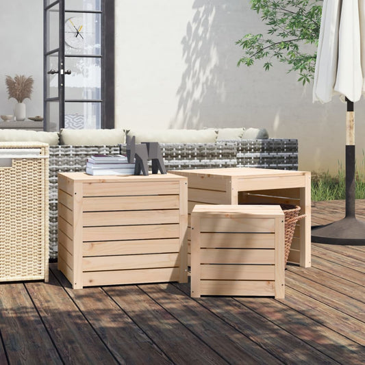 HKH 3 Pcs Conjunto De Caixas De Jardim Madeira De Pinho Maciça - Marrom