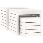 HKH 3 Pcs Conjunto De Caixas De Jardim Pinho Maciço - Branco