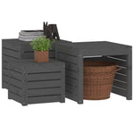 HKH 3 Pcs Conjunto De Caixas De Jardim Pinho Maciço - Cinzento