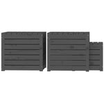 HKH 3 Pcs Conjunto De Caixas De Jardim Pinho Maciço - Cinzento