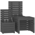 HKH 3 Pcs Conjunto De Caixas De Jardim Pinho Maciço - Cinzento