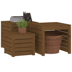 HKH 3 Pcs Conjunto De Caixas De Jardim Pinho Maciço Castanho Mel - Marrom