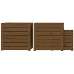 HKH 3 Pcs Conjunto De Caixas De Jardim Pinho Maciço Castanho Mel - Marrom