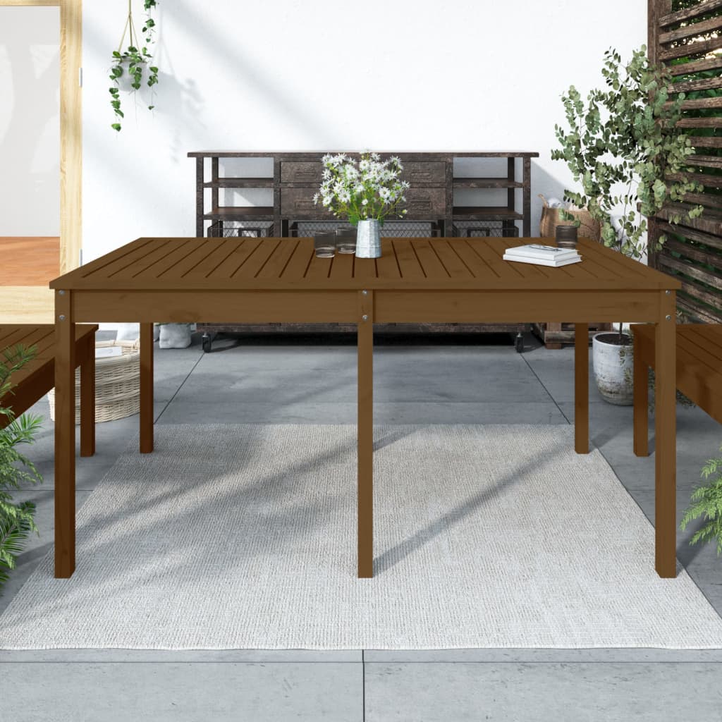 HKH Mesa de Jardim 159,5x82, Pinho Maciço Castanho-mel - Marrom