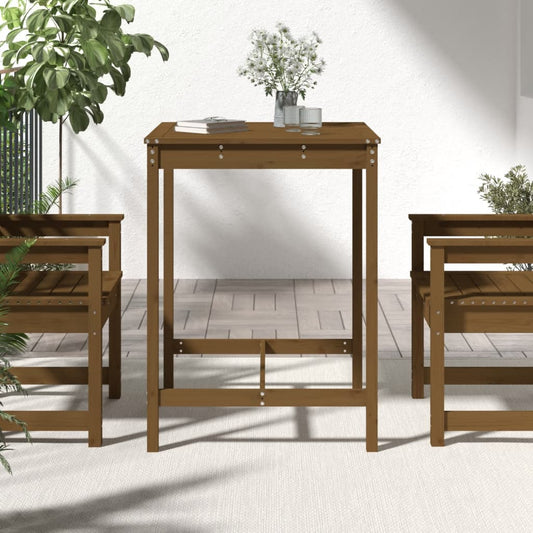 HKH Mesa Jardim 82,5x82, Pinho Maciço Castanho-mel - Marrom