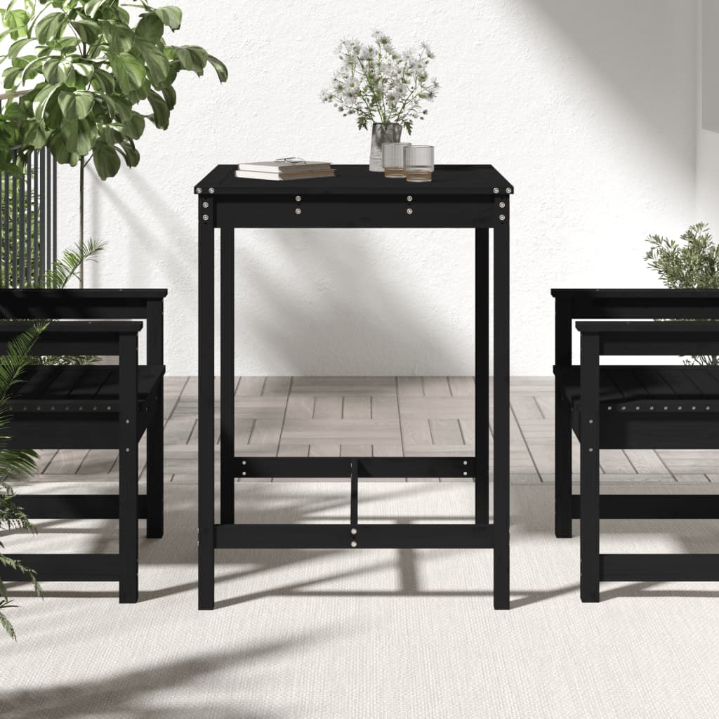 HKH Mesa de Jardim 82,5x82, Madeira de Pinho Maciça - Preto