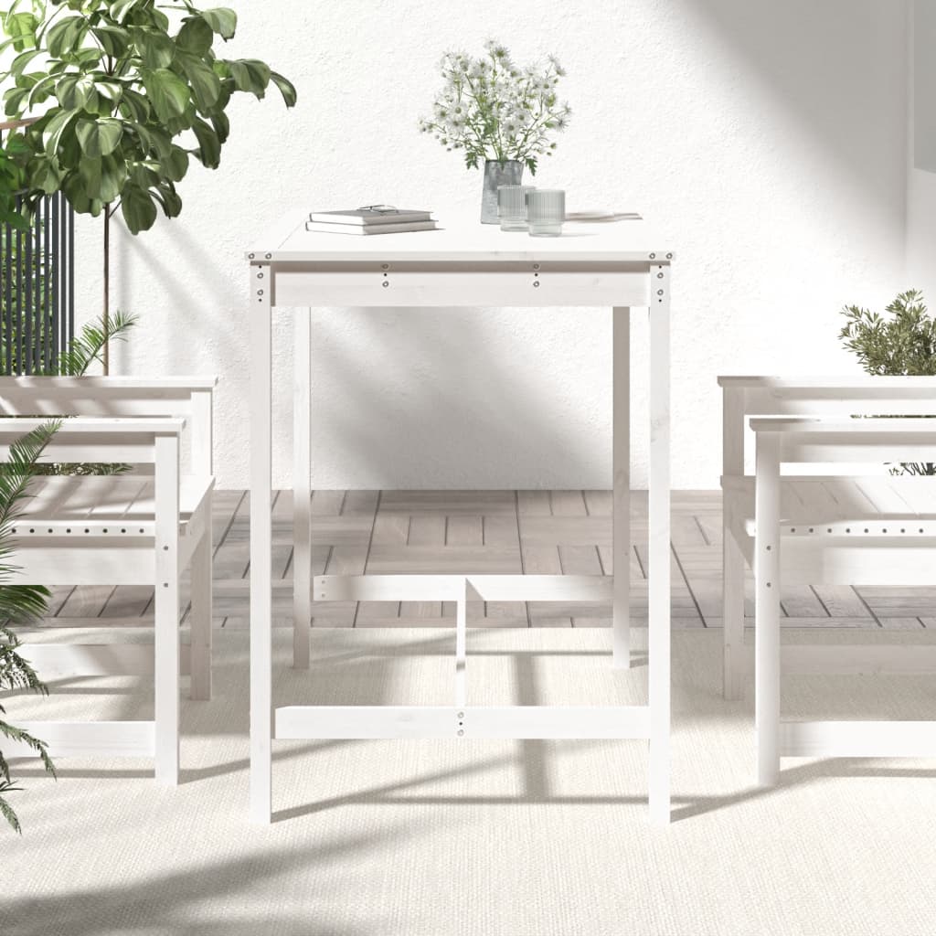 HKH Mesa de Jardim 121x82, Madeira de Pinho Maciça - Branco