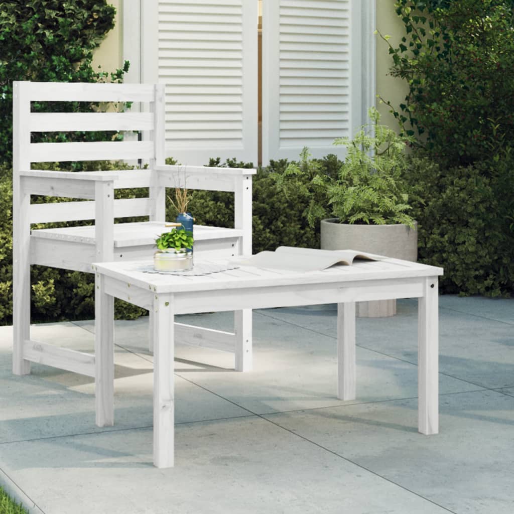 HKH Mesa de Jardim 82,5x50, Madeira de Pinho Maciça - Branco