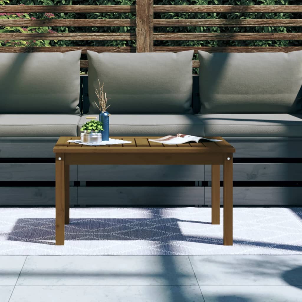HKH Mesa de Jardín 82,5x50, Madera de Pino Maciza Marrón Miel - Marrón