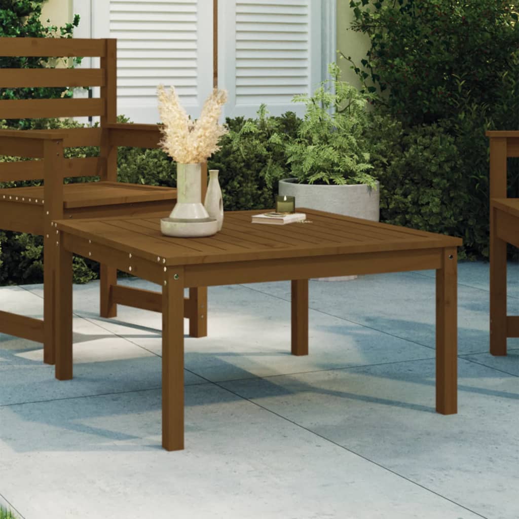 HKH Mesa de Jardim 82,5x82, Pinho Maciço Castanho-mel - Marrom