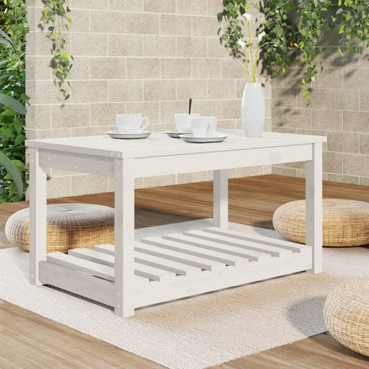 HKH Mesa de Jardín 82,5x50, Madera de Pino Maciza - Blanco