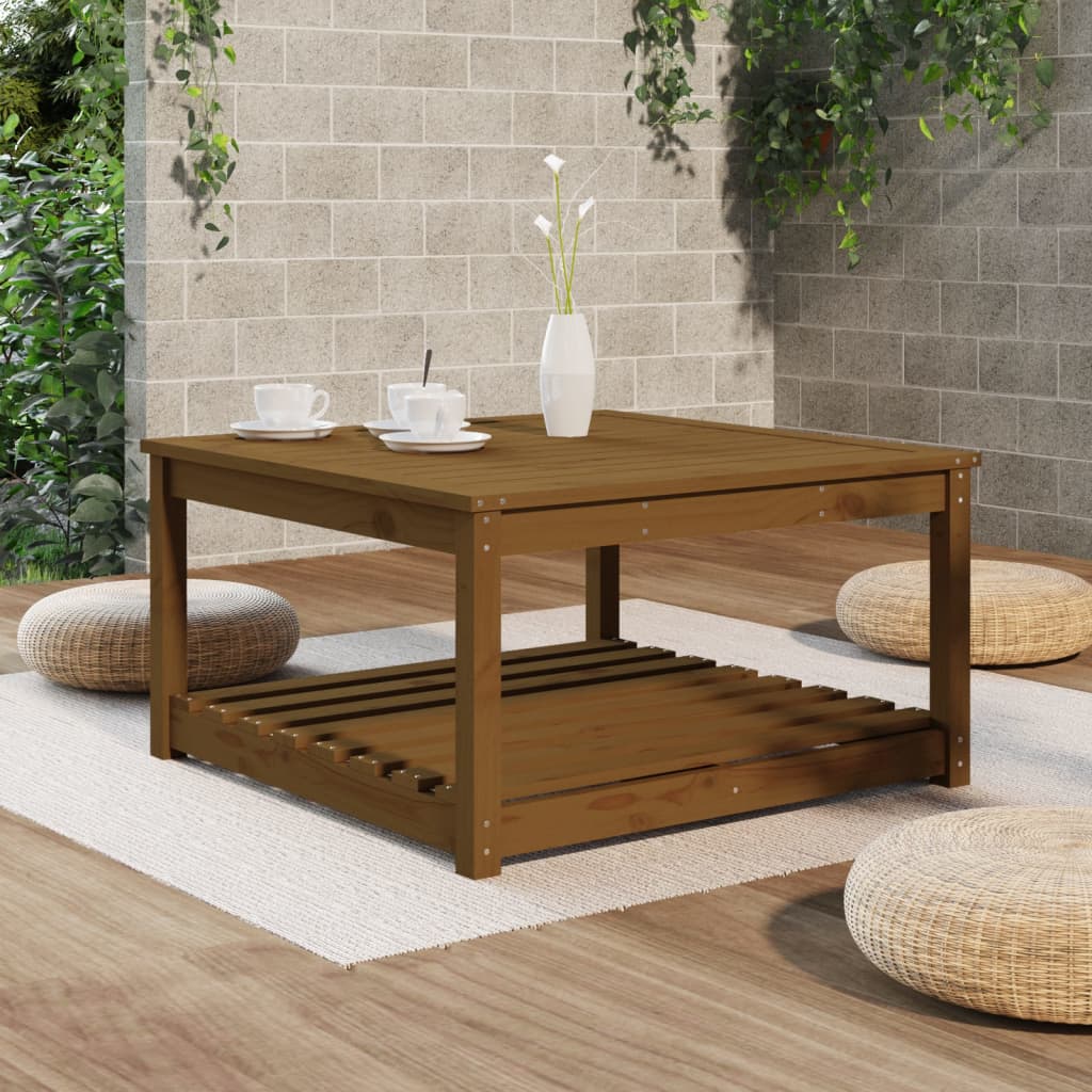 HKH Mesa de Jardim 82,5x82, Pinho Maciço Castanho-mel - Marrom