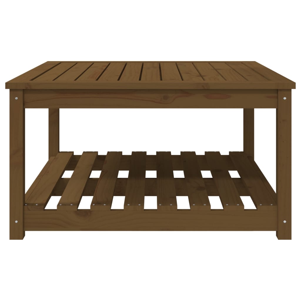 Mesa de jardín HKH 82,5x82, pino macizo marrón miel - Marrón