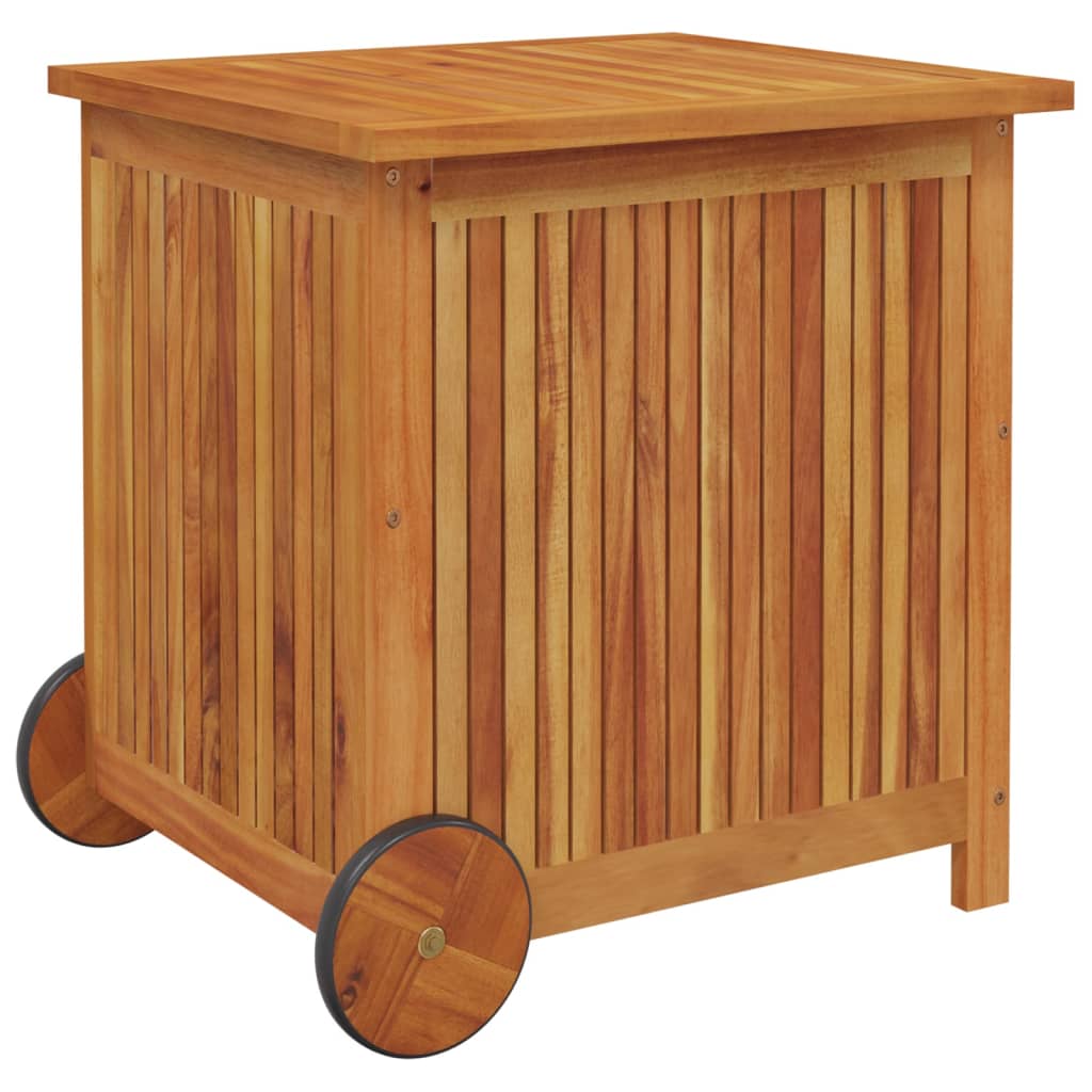 HKH Caja de Almacenamiento de Jardín con Ruedas Madera de Acacia Maciza - Marrón