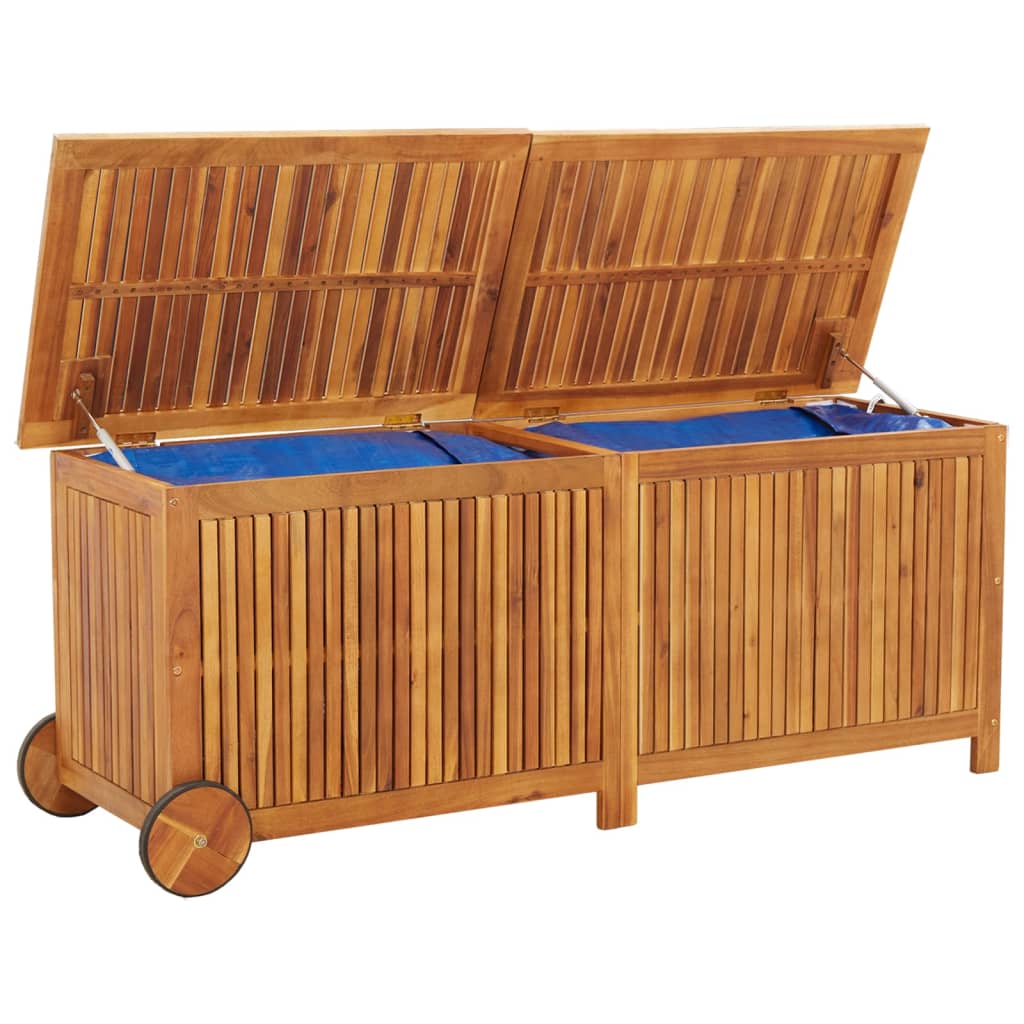 HKH Caja De Almacenamiento Para Jardín Con Ruedas Acacia Maciza - Marrón