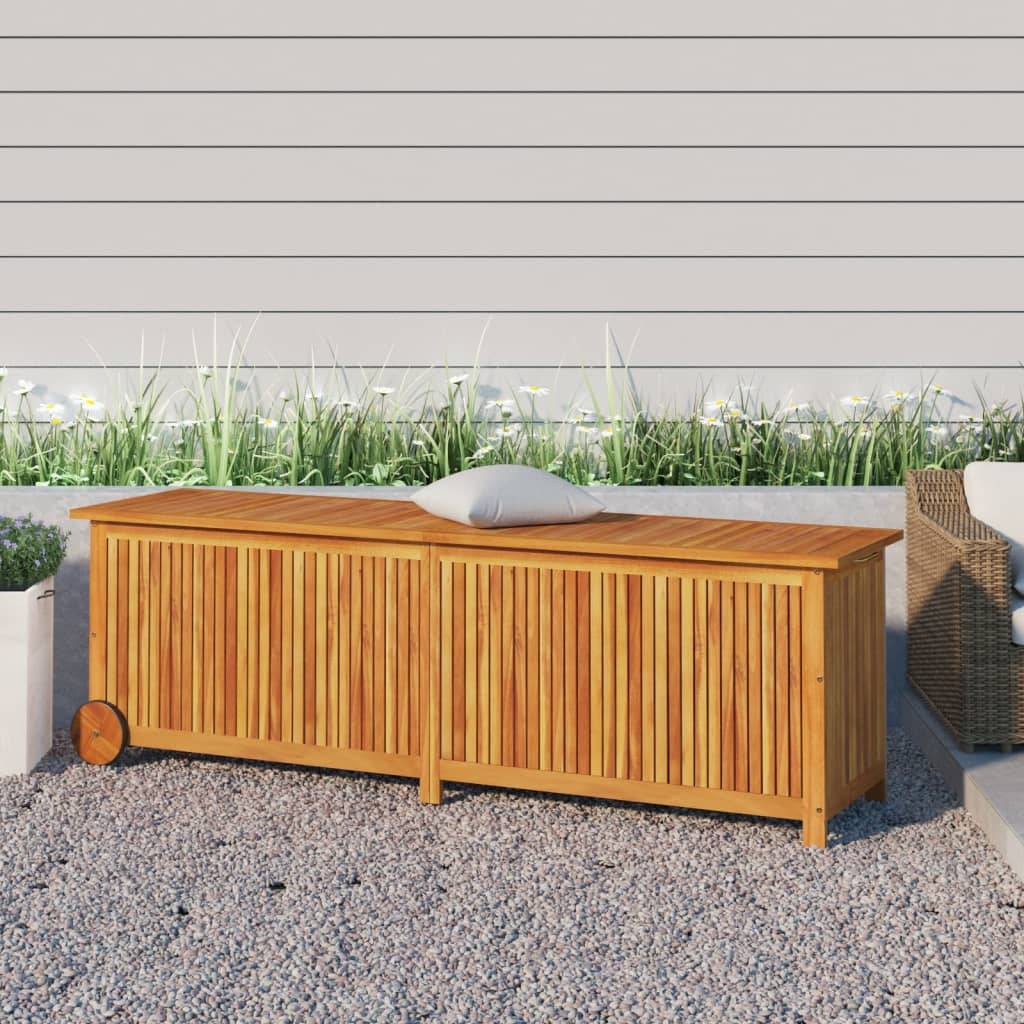 HKH Caja De Almacenamiento Para Jardín Con Ruedas Acacia Maciza - Marrón