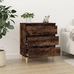 HKH Aparador Moderno en derivados de Madera, Madera de Eucalipto Maciza 60 X 35 X 70 Cm - Roble Ahumado